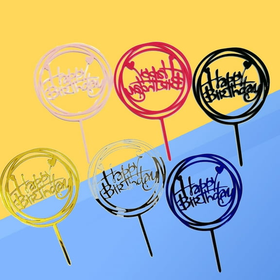 WHAMVOX 3pcs Happy Birthday Cake Topper Cake Decorations Party Supplies (Random Color)