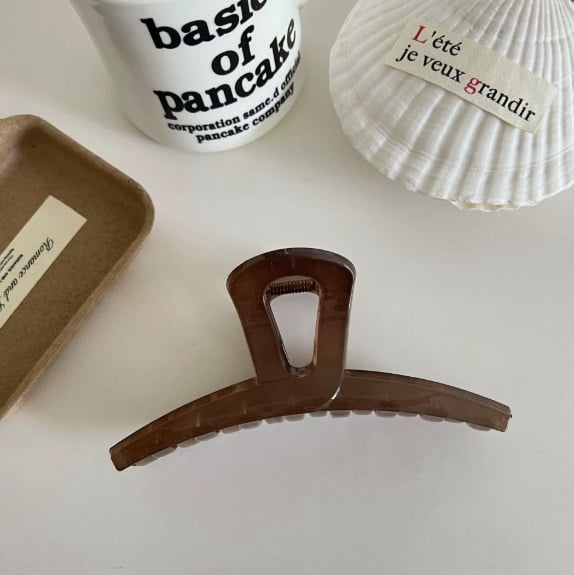 4-Pack Chocolate Acetate Shark Hair Clips - Strong Grip, Elegant Design for Everyday Use