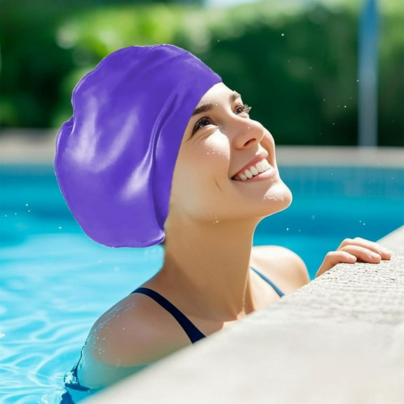 KCGYNP Silicone Swim Cap for Adults,Oversized Elastic Waterproof Hair Care,Swimming Caps for Long Thick Hair Large Head