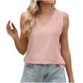 thumbnail image 2 of Tank Tops for Women Sleeveless V Neck Solid Loose Casual T-shirt Pink S, 2 of 5