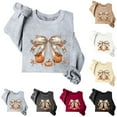 thumbnail image 4 of WREESH Trendy Fall Sweatshirts for Women 2025, Bow Printed Crewneck Sweatshirts, Loose Casual Pullover Tops Teen Girl Clothes Black, 4 of 4