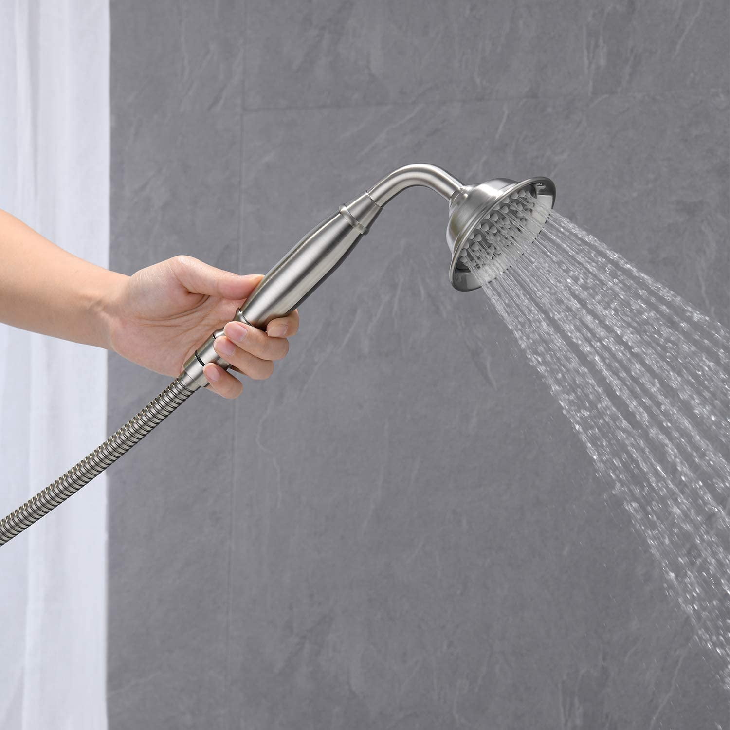 CoSoTower Freestanding Tub Filler Bathtub Faucet Brushed Nickel With Hand Held Shower Floor-Mount