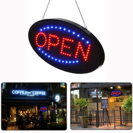 Neon Sign Display - EEEKit Neon LED Sign Open, Light Up Business Displays Board Electric Advertisement Oval for Barber Shop Bar Restaurants Hotel, Two Modes Flashing & Steady Light