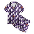 thumbnail image 6 of Leey-World Girls Halloween Pajamas Girls Pajama Set With Cute Print Home Short Sleeve Shorts Pajama Set Pjs for Girls 2T 3T 4T 5T 6T 7T 8T, 6 of 6