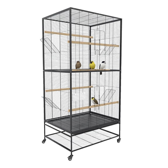 Studyset Extra Large Bird Cage, 66 Inch Birdcage,Large Bird Flight Cage with Rolling Stand,Flight Parakeet Cage With Removable Tray for Cockatiels, African Grey, Quaker, Parakeets, Conures, Pigeons