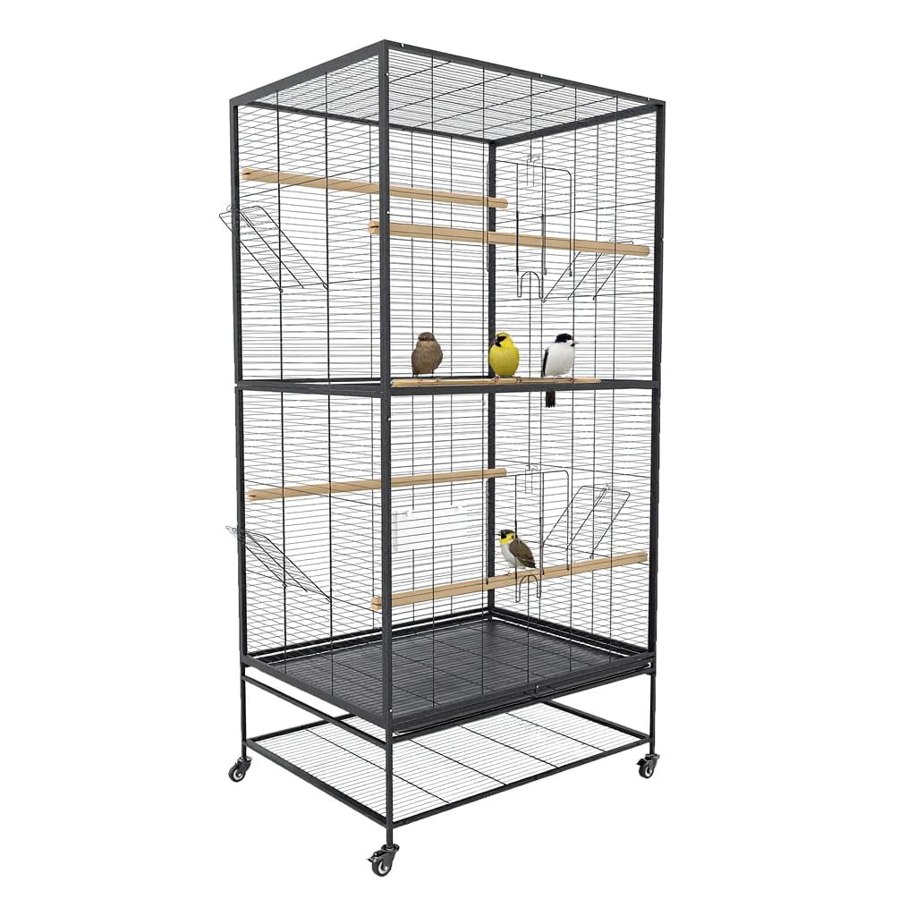 Studyset Extra Large Bird Cage, 66 Inch Birdcage,Large Bird Flight Cage with Rolling Stand,Flight Parakeet Cage With Removable Tray for Cockatiels, African Grey, Quaker, Parakeets, Conures, Pigeons
