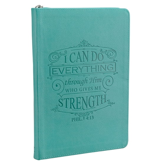 Journal I Can Do Everything LuxLeather Teal W Zipper Journal I Can Do Everything LuxLeather Teal W Zipper