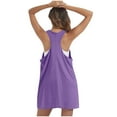 thumbnail image 3 of Miluxas Women Summer Casual T Shirt Dresses Clearance Beach Cover up Plain Pleated Tank Dress Purple 6(M), 3 of 6