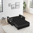 thumbnail image 2 of DEALTOPS 3 in 1 Sofa Bed, 55" Loveseat Sleeper with Two Pillows & Phone Stand, Black, 2 of 8