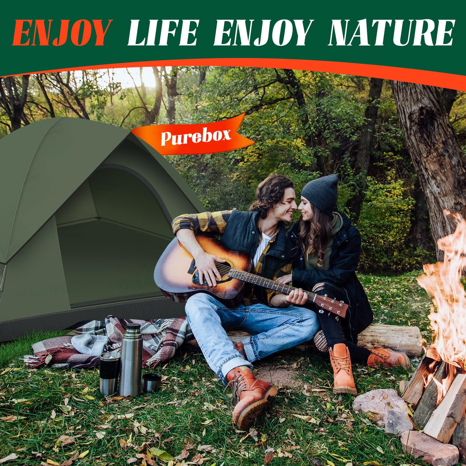 Tents for Camping 2/3/4 Person with Rainfly - Camping Tent Waterproof Windproof, Easy Setup Dome Tent for Hiking & Backpacking