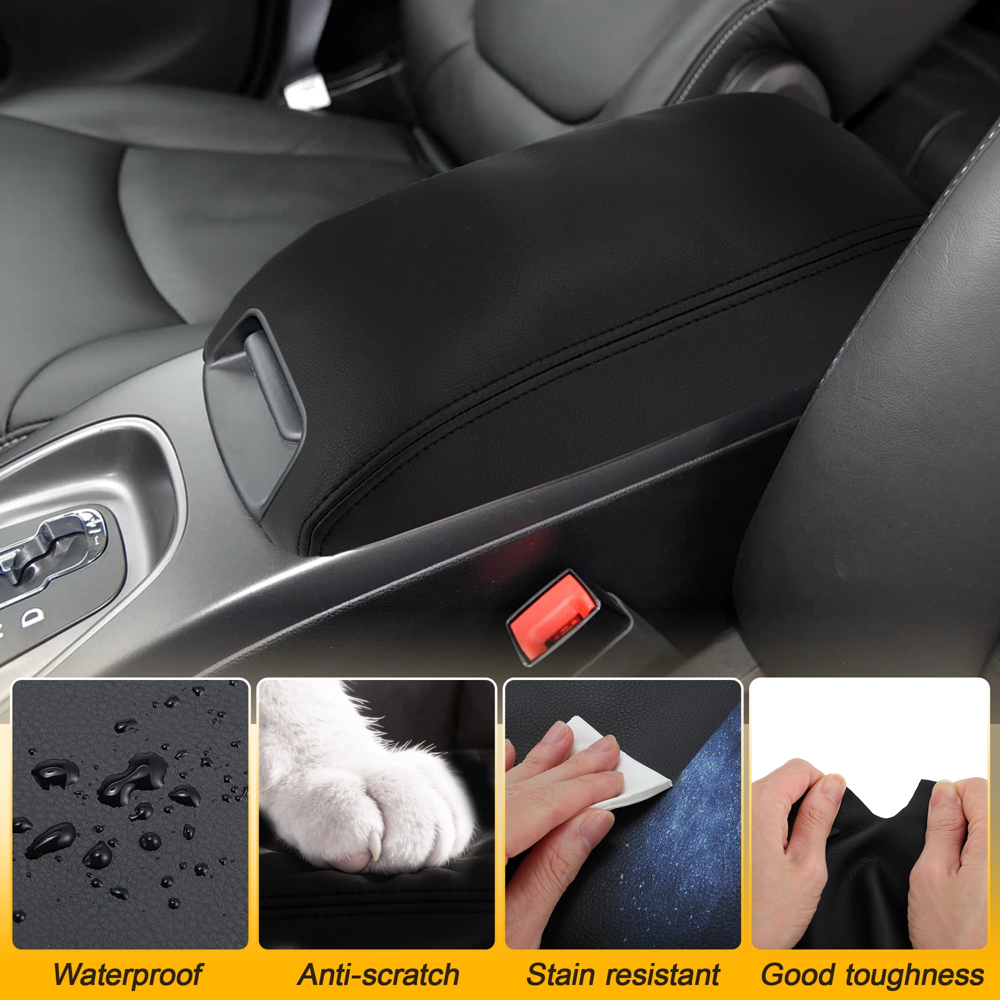Unique Bargains 1pc Console Armrest Cover Black for Dodge Journey 2011-2020