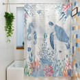 thumbnail image 3 of Sea Turtle Coastal Shower Curtain Set, Waterproof Shower Curtains for Bathroom, Beach Nautical Ocean Coral Seahorse Washable Fabric Cloth Bath Curtain for Bathtub Decoration with Hooks 48x72 Inches, 3 of 9