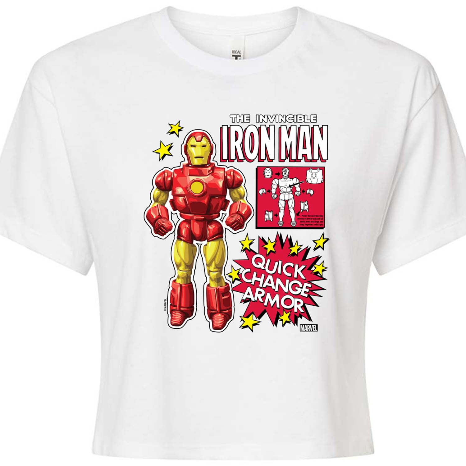 Marvel Iron Man - Action Figure - Juniors Cropped Graphic T-Shirt