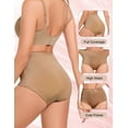 thumbnail image 5 of 4Pack Plus size Women's Briefs Coverage Underwear Ladies Panties for Women Women's High-Waist Light Tummy Control Girdle Panties 2Black+2Khaki 3XL, 5 of 7