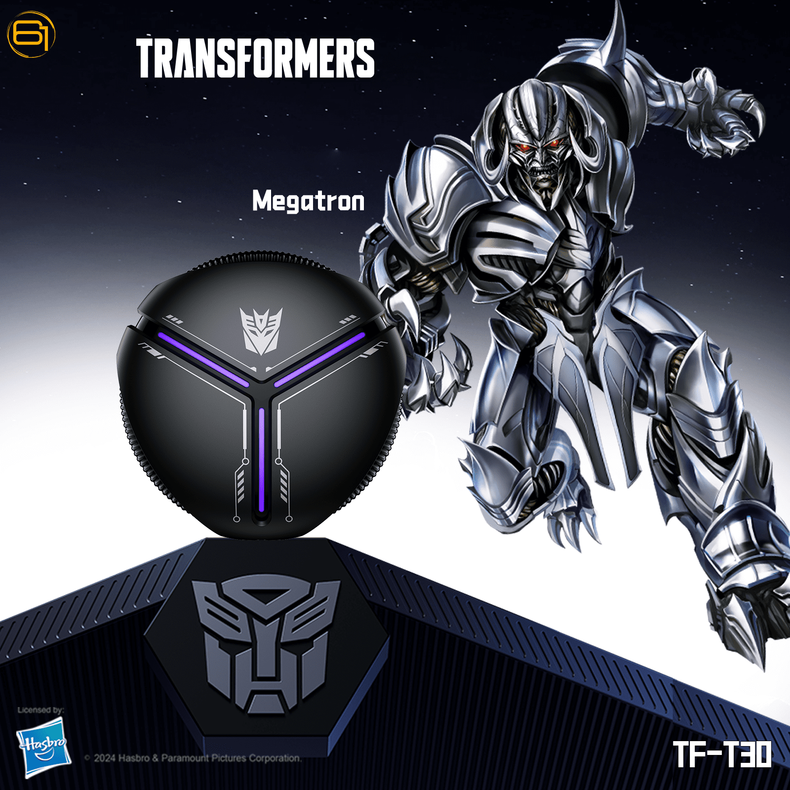 Transformers TF-T30 Bluetooth TWS Wireless Earbuds with Energy Core Design Passive Noise Cancelling Semi-In-Ear Cool HiFi HD Calling Music Game Modes Low Latency Sports Earphones – Black Megatron