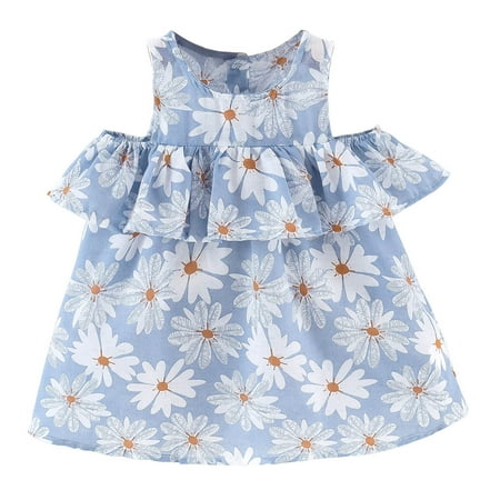

ZMHEGW Baby Girls 6M-3Y Sleeveless Ruffles Floral Printed Princess Dress Clothing