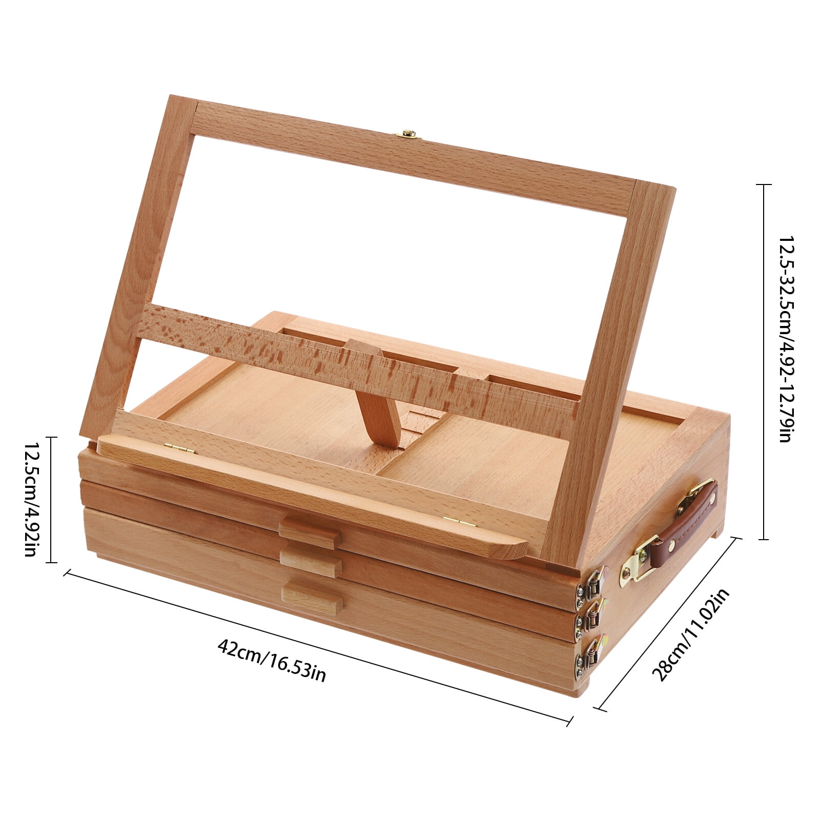 Wooden Painting & Drawing Table Foldable Easel Painting Board Stand with Drawers