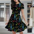 thumbnail image 2 of Colorful Music Symbols Women's Classic Swing Skater Dress Casual Work Party Cocktail Dresses, 2 of 6