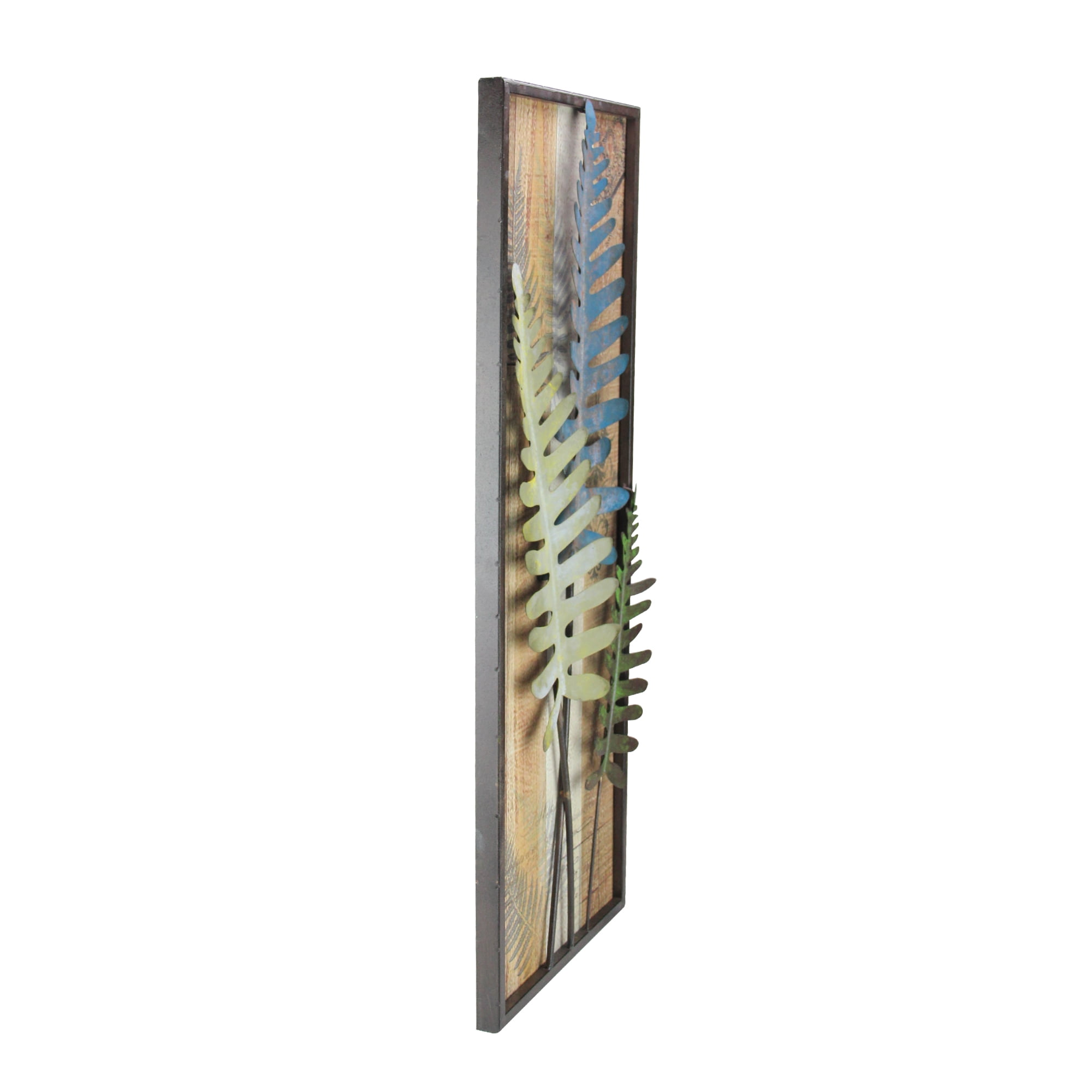 29.25" Blue and Gray Distressed Framed Metal Fern Picture