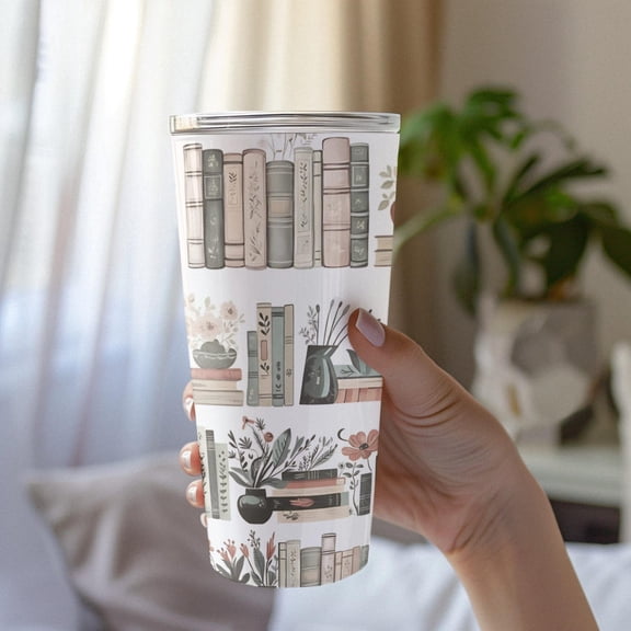 [NO STRAW] Book Lover Tumbler 20oz | Vacuum Insulated Travel Cup | Book Aesthetic Gift for Readers & Bibliophiles | Bookworm Gift | Stainless Tumbler.