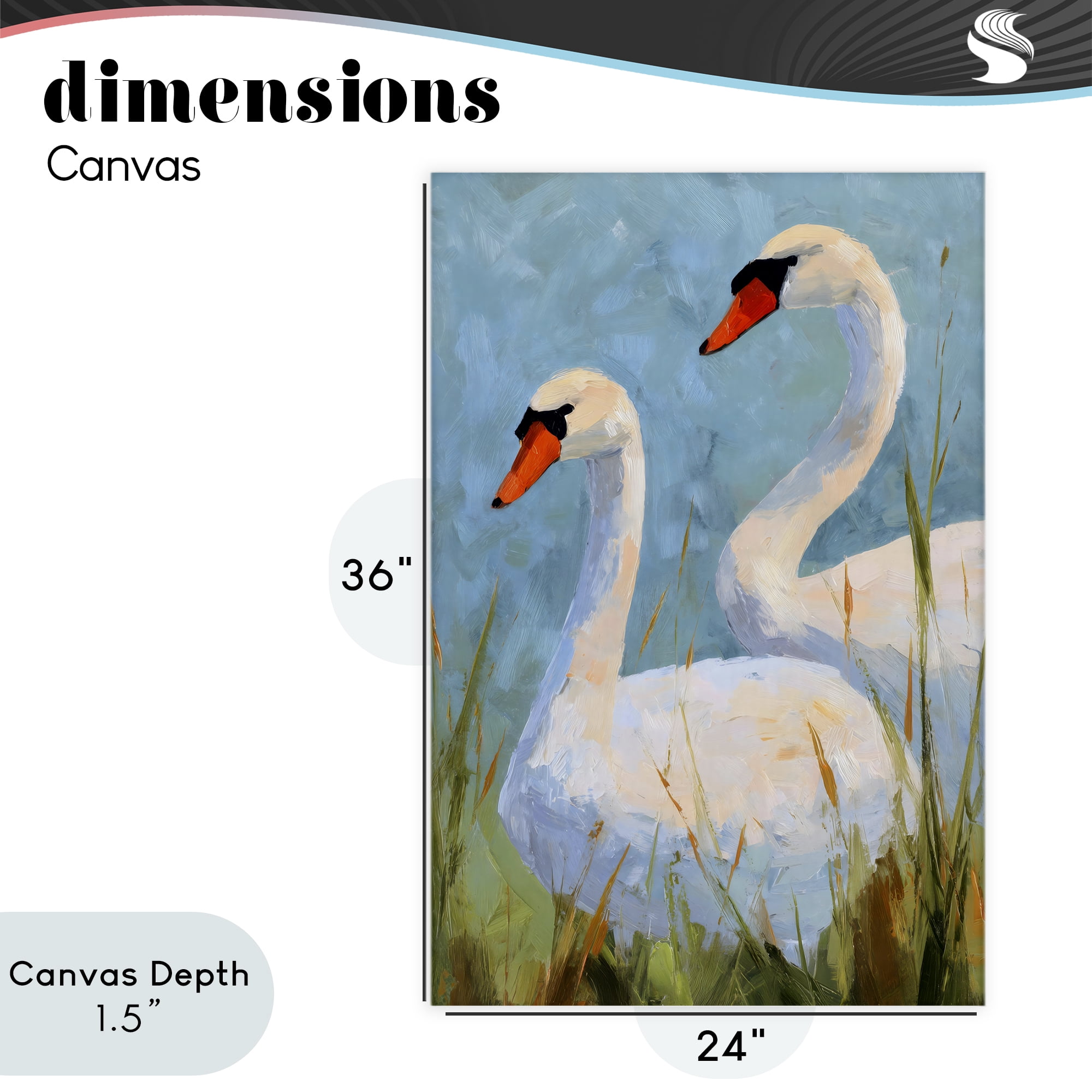 Stupell Industries Long Necks Swan Pear Canvas Wall Art, design by Petal Prints Design