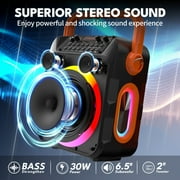 Kivdit Karaoke Machine for Kids Adults , Home Karaoke Speaker System with Dj Lights, 2 Microphones, Portable Bluetooth Speaker for Outdoor Party