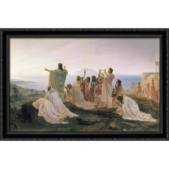 Pythagoreans celebrate sunrise 40x26 Large Black Ornate Wood Framed Canvas Art by Fyodor Bronnikov