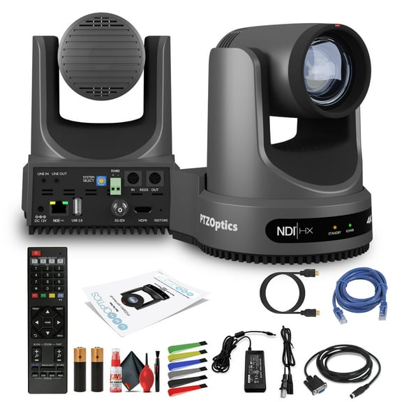 PTZOptics Move 4K SDI/HDMI/USB/IP PTZ Camera with 12x Optical Zoom (Gray)   Lens Cleaning Kit   Cables and More