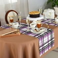 thumbnail image 5 of Purple Black Grey Plaid Table Runner-Cotton Linen- 120 Inch Holiday Dresser Scarves, Simple Check Stripes Lines Country Tablerunner for Kitchen Coffee/Dining Living Room Dinner Scarf Décor 13x120, 5 of 7