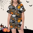 thumbnail image 2 of TIEVOSA Children's Leisure Halloween Printed Button Collar Short Sleeved Top Shorts Pajama Set 3-13 Years Old, 2 of 4