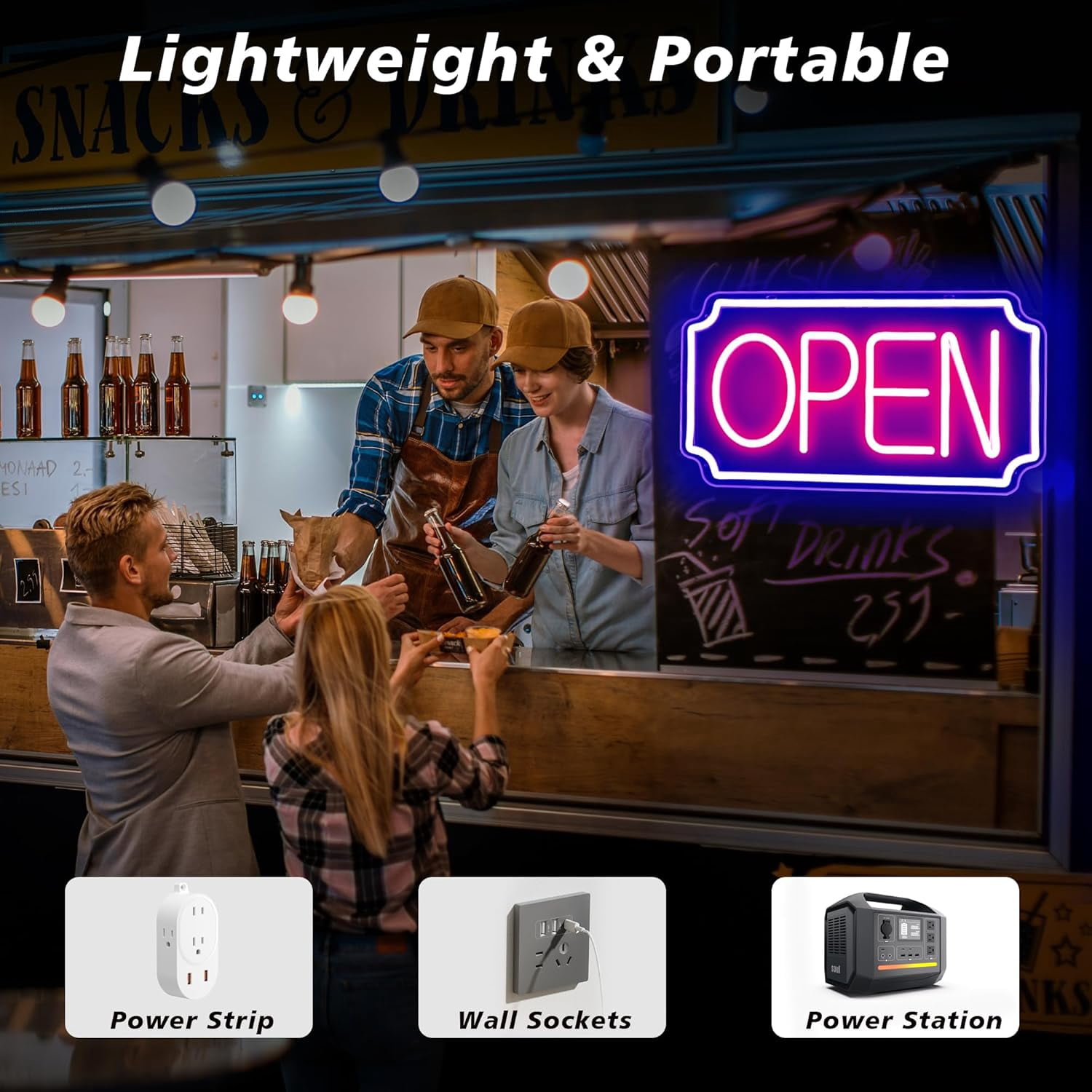 Open Signs for Business, Light Up LED Neon Open Sign for Business Window Storefront, Lighted Open Lights for Retail Bar Cafe Bakeries Barber, Eletric Powered 16 inch