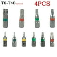 thumbnail image 6 of 4 Pcs Magnetic T6-T40 Hex Head Screw Driver Bit 1/4inch Hex Shank 25mm Spanner, 6 of 10