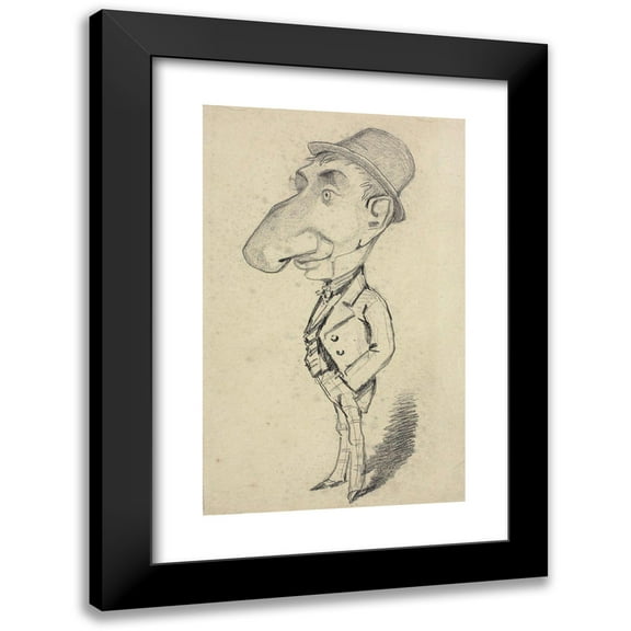 Claude Monet 11x14 Black Modern Framed Museum Art Print Titled - Caricature of a Man with a Large Nose (1855)