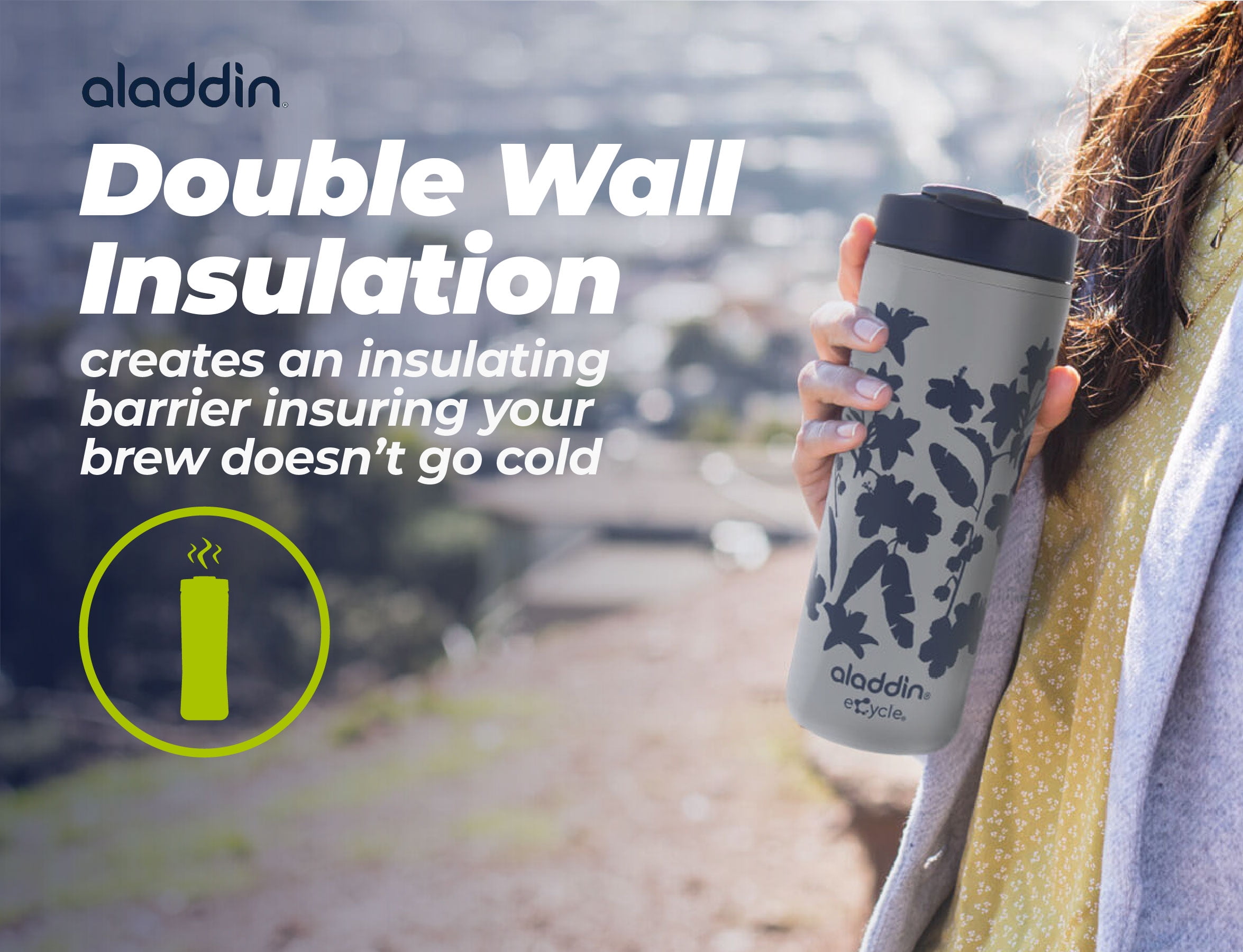 Aladdin eCycle Coffee Travel Mug, 16oz Tumbler with Leakproof Lid- Insulated  Coffee Mug Fits in Cupholder - Walmart.com
