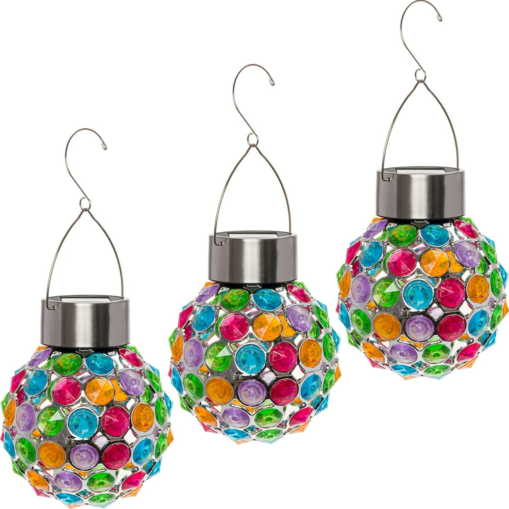 3 Pack GreenLighting Outdoor Solar Hanging Lights Decorative Ball