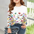 thumbnail image 6 of Abcomgle Girls Long Sleeve Shirts 7-8 Casual Butterfly Graphic Crewneck Shirts for Kids Girls Fall Basic Top for Girls Cute Girls Blouses 7-8 Years,White, 6 of 6