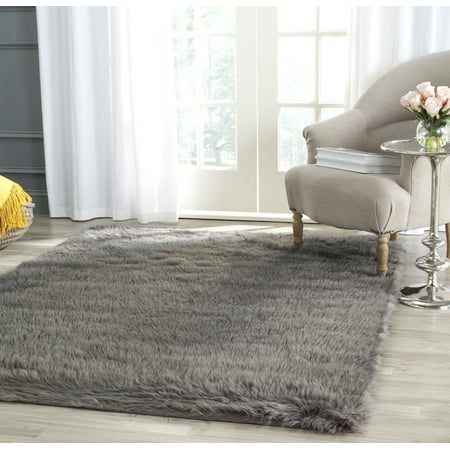 Safavieh Faux Sheep Skin Vesna Solid Plush Area (Best Size Rug For Living Room)