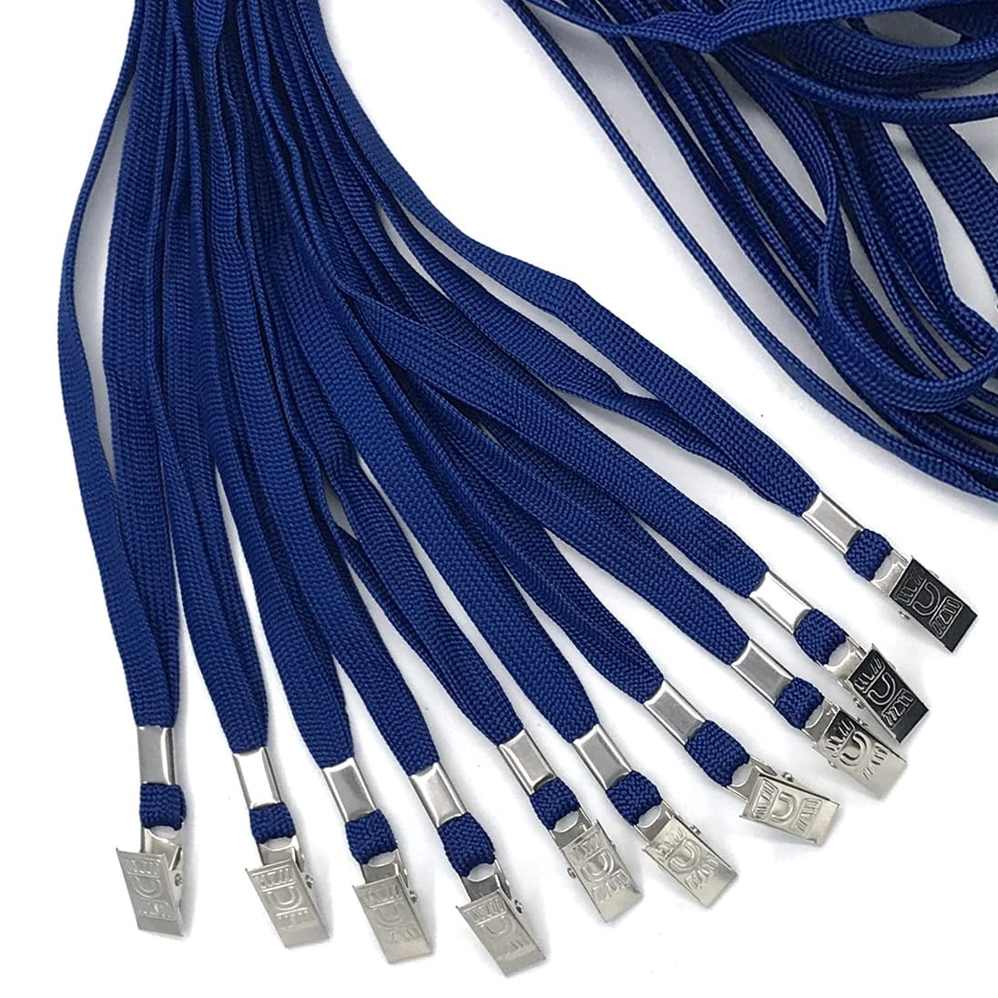Navy Blue Lanyards 100 Pack Bulk Badge With Clip Neck Flat Lanyard Bulldog (navy  100 Pack)