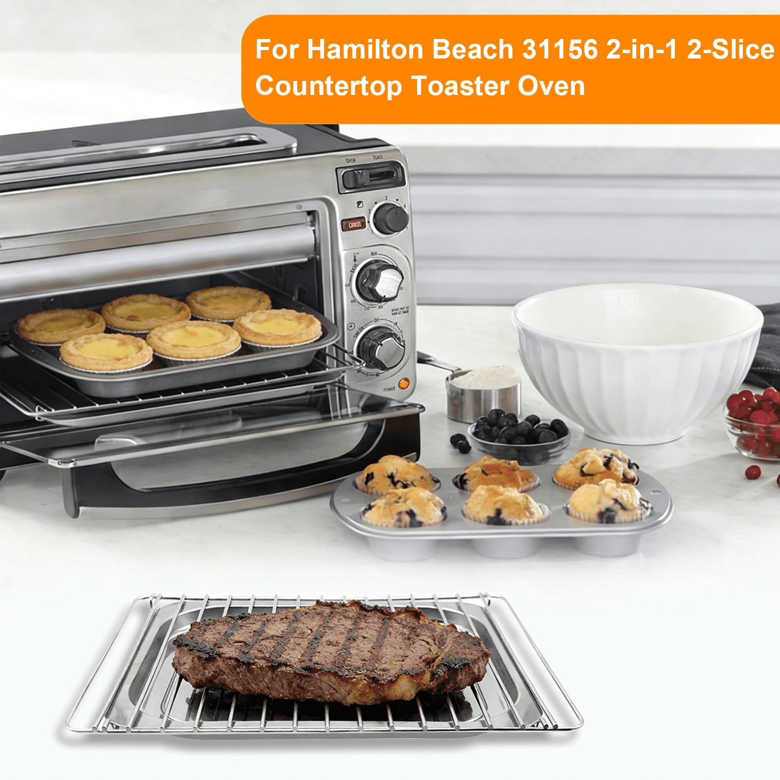GCQ Replacement Parts for Hamilton Beach 2 in 1 2 Slice 31156 Countertop Toaster Oven, 12.6×9 IN Toaster Oven Accessories Replacement Tray
