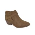 thumbnail image 1 of Portia Tan Brown Suede Soda Women Ankle Boots Small Short Heel Booties Buckled Side Zipper, 1 of 4