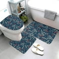 Bathroom Rugs Sets 3 Piece Merry Christmas Winter Leaves Absorbent