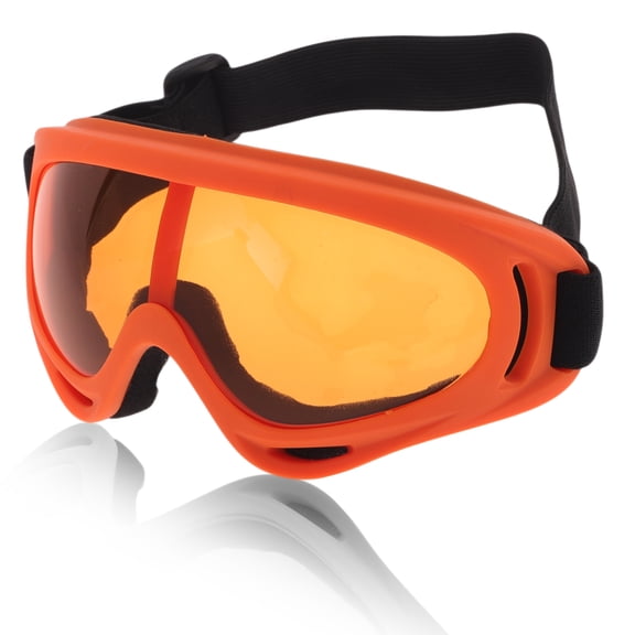 Unique Bargains Motorcycle Riding Goggles PC PU Cycling Sunglasses Orange Lens Orange Frame