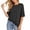 Black, variant on Women's Summer Blouse High Low Lace Hemline T-Shirt Crewneck Short Sleeves Tees Casual Tunic Tops Fashion Clothes (White, Size L)