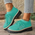 thumbnail image 2 of Women's Lace Up Knit Mary Jane Shoes Breathable Slip On Dress Shoes Chunky Heel Non Slip Walking Shoes Black Size 7.5, 2 of 7