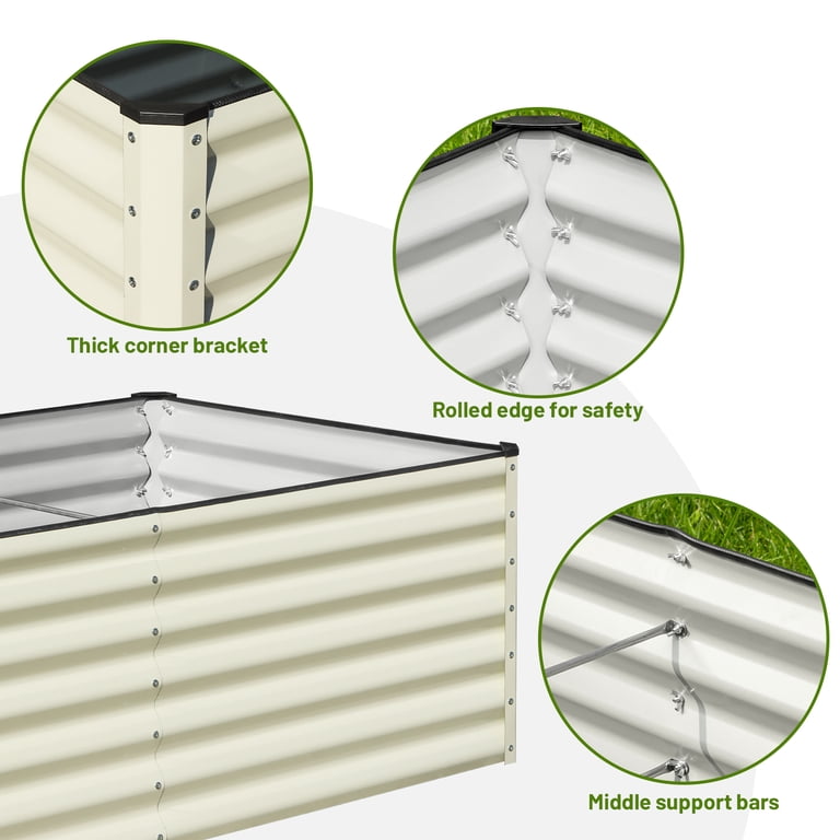 SnugNiture 8x4x2 ft White Galvanized Raised Garden Bed photo 6