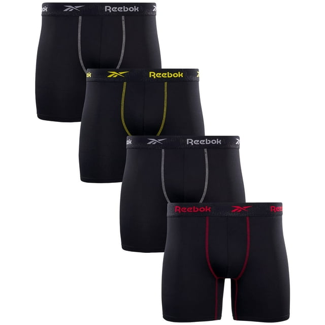 Reebok Boxer briefs para hombre, paquete de 4, entrepierna de 6", XL, negro