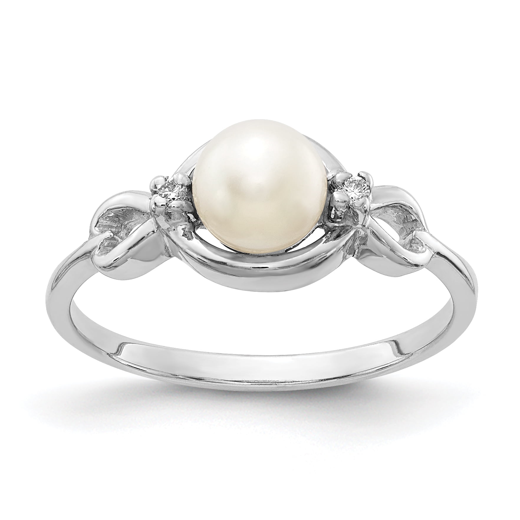 Mia Diamonds 14k White Gold 5.5mm FW Cultured Pearl Ring