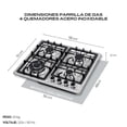 thumbnail image 4 of FLINE | Combo parrilla de gas y Campana Acero Inoxidable | 60 cm| acero inxodable| 4 quemadores | Controles boton | MA4TA60, 4 of 5