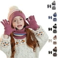 thumbnail image 3 of Gamivast Winter Hat Gloves Scarf Set for Girls And Boys Cute Beanies Hats with Pom Gaiter Mittens Neck Knit Set with Thick Warm Fleece Lined Christmas Gifts Winter Accessories for Kids, 3 of 5