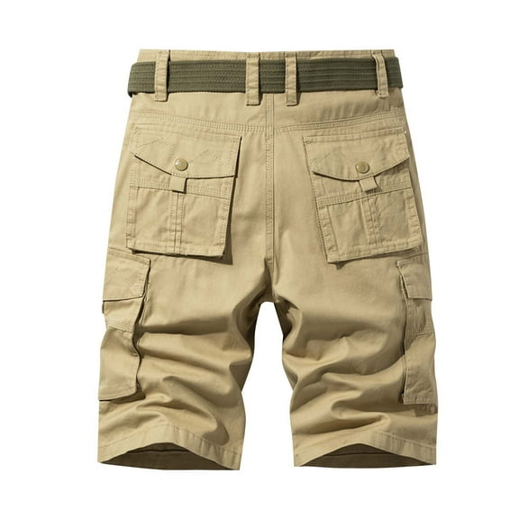 Fgnfyis Men's Summer Loose Casual Solid Color Cargo Shorts Mens Shorts Khaki 30